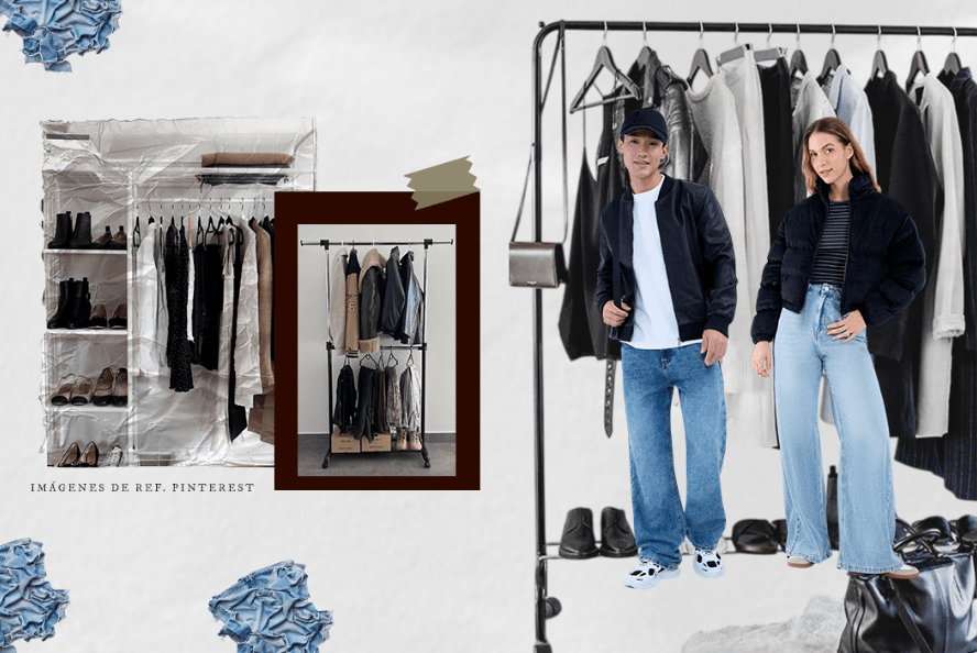 Closet con ropa para hombre y mujer