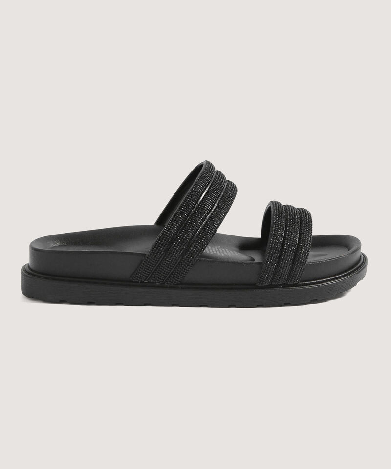 Sandalias Tiras Brillantes, Negro, hi-res
