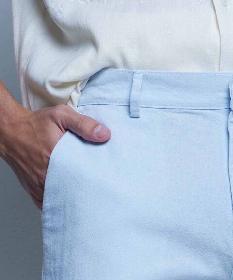 Pantalon Tipo Chino Con Bolsillos, Azul, hi-res