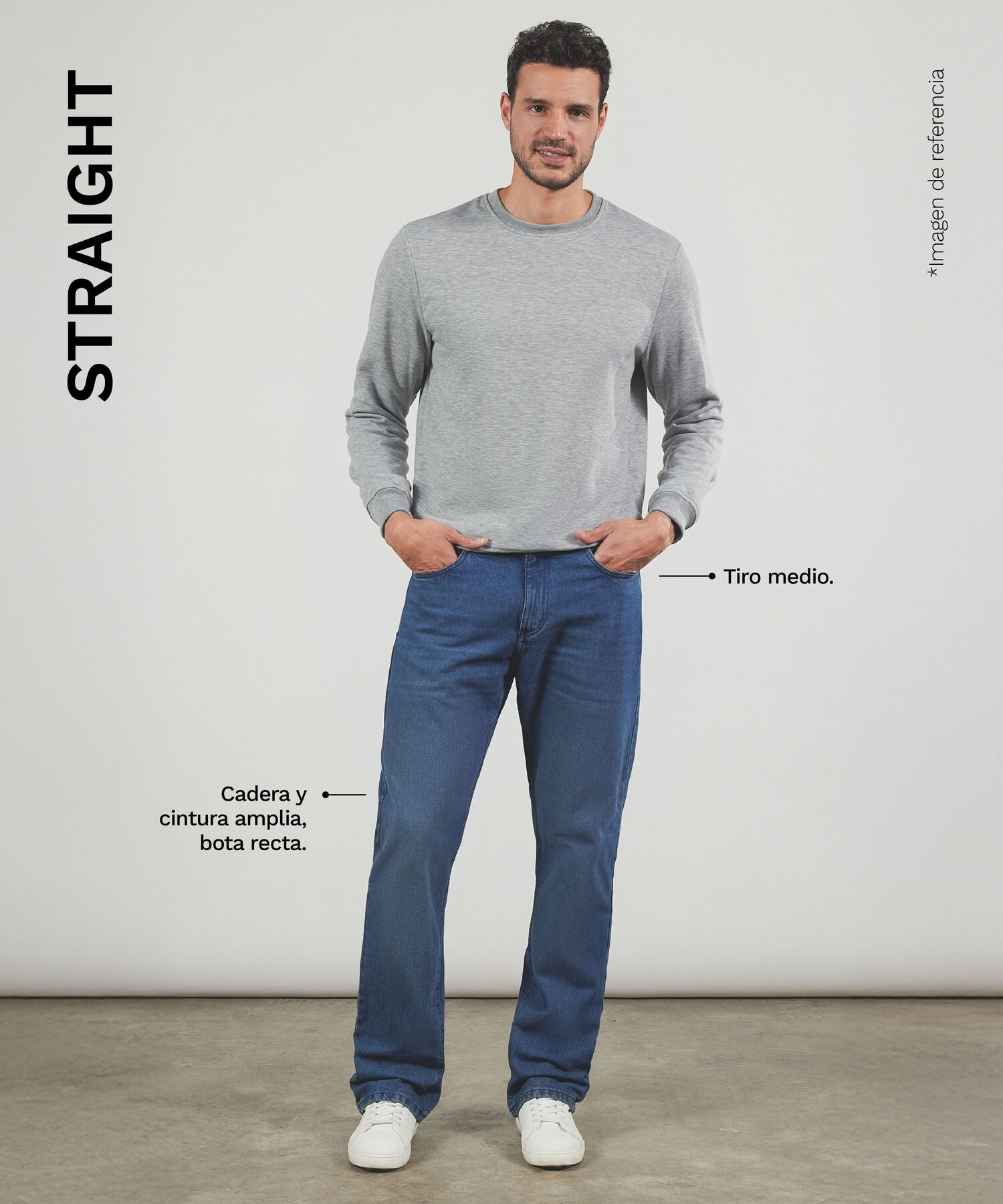 Jeans Straight Tono Oscuro, Azul, hi-res