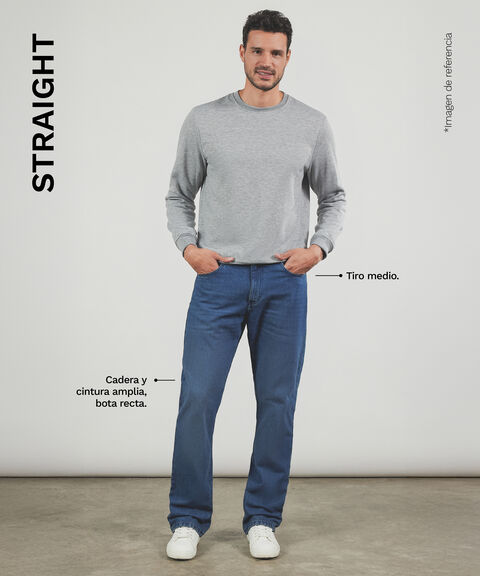 Jeans Straight Tono Oscuro, Azul, hi-res