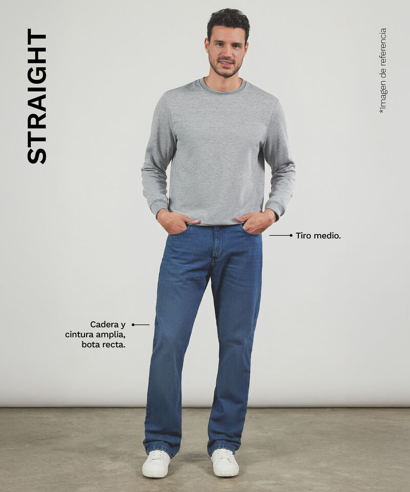 Jeans Straight Tono Oscuro, Azul, hi-res