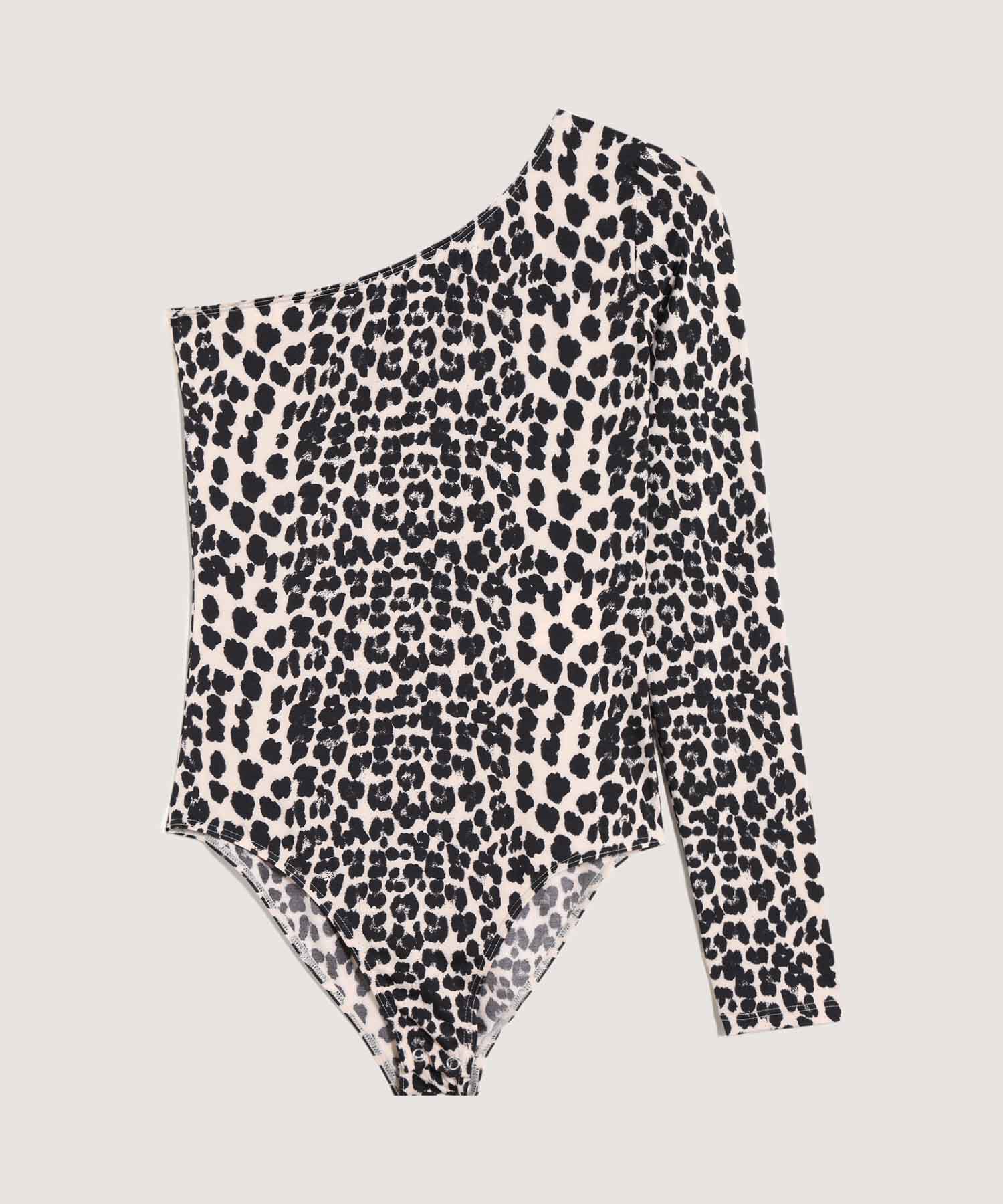 Body Asim&eacute;trico Animal Print, Beige, hi-res