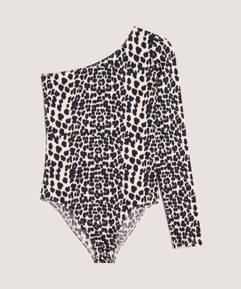 Body Asim&eacute;trico Animal Print, Beige, hi-res