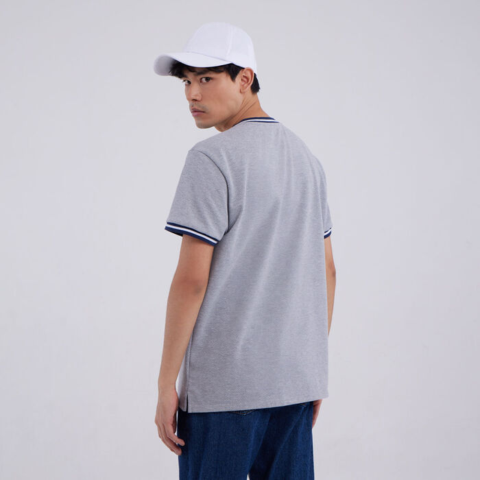 Camiseta Tejida Manga Corta, Gris, hi-res