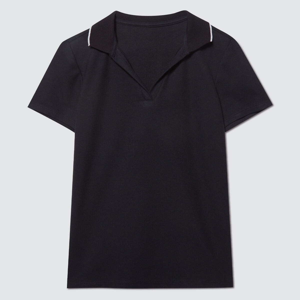 Polo Tejida con Escote en V, Negro1, hi-res