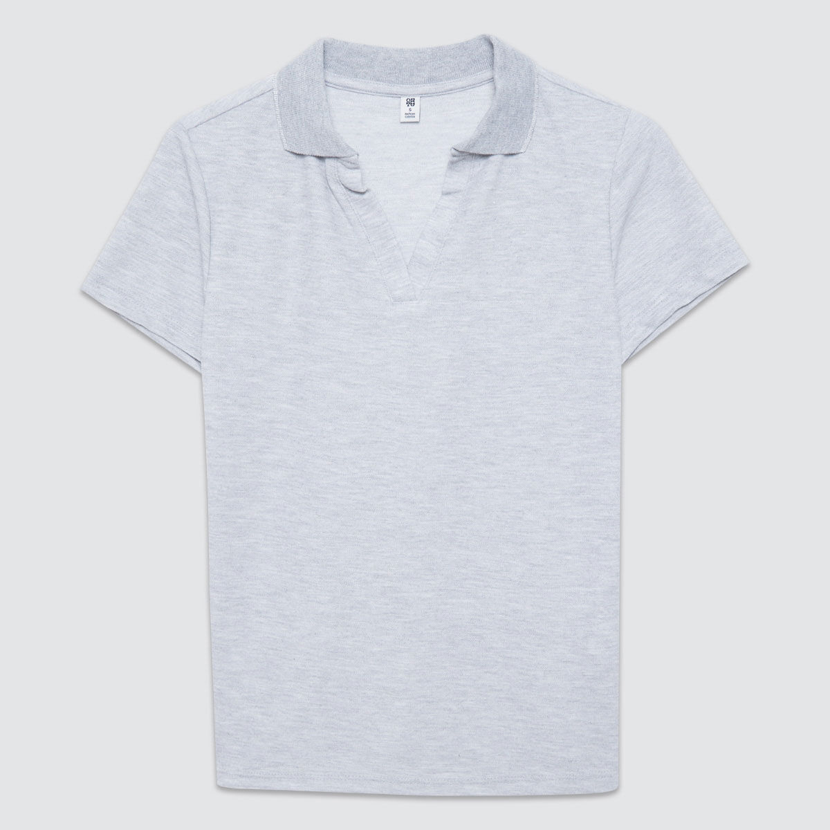 Polo Tejida con Escote en V, Gris, hi-res