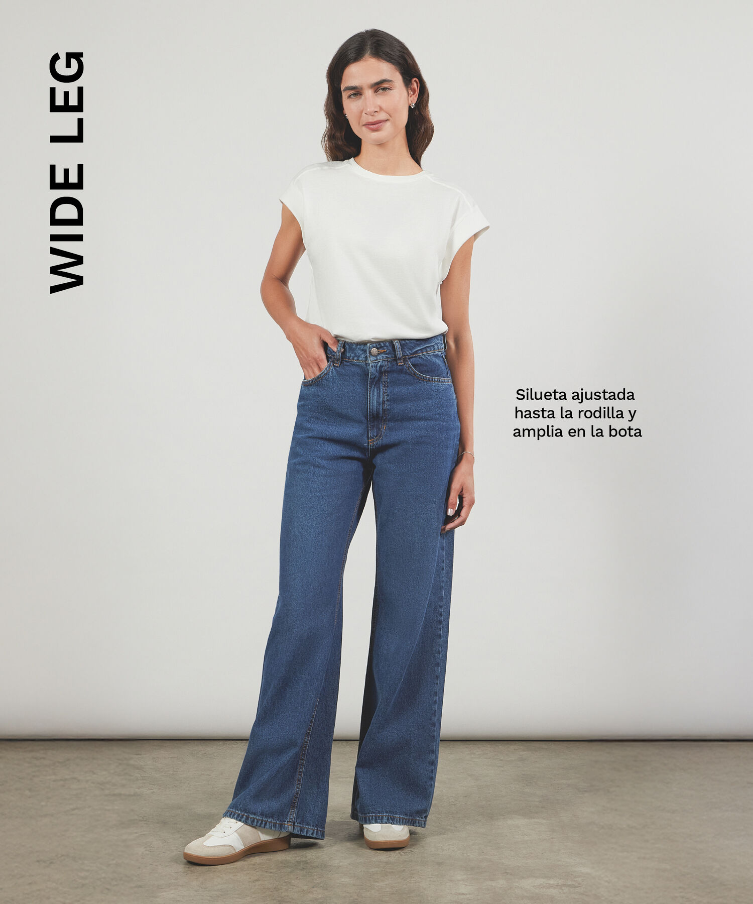 Jean Wide Led Para Mujer, Azul, hi-res