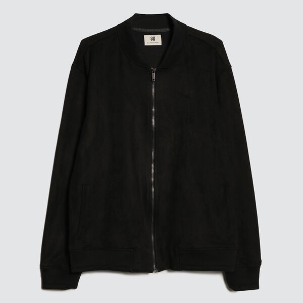 Chaqueta Tipo Bomber en Suede, Negro, hi-res