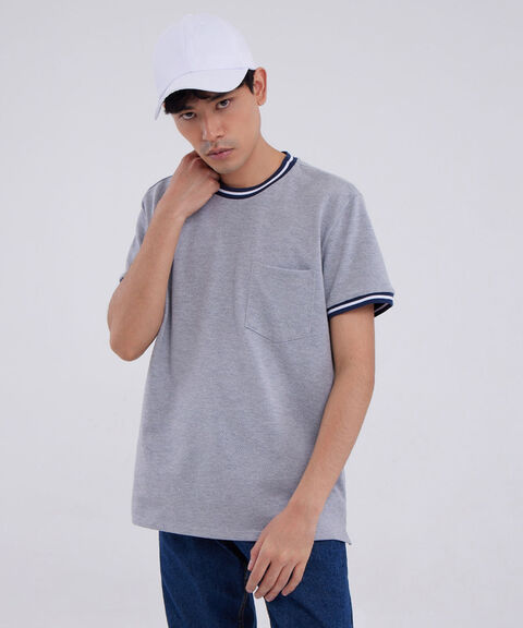 Camiseta Tejida Manga Corta, Gris, hi-res image number null
