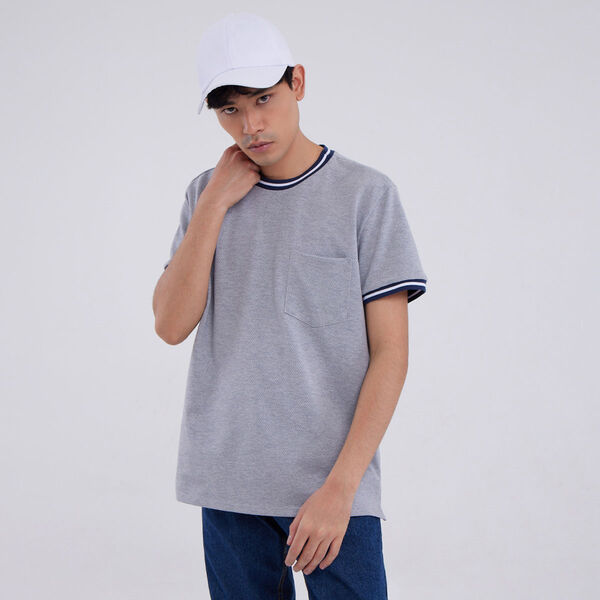 Camiseta Tejida Manga Corta, Gris, hi-res image number null