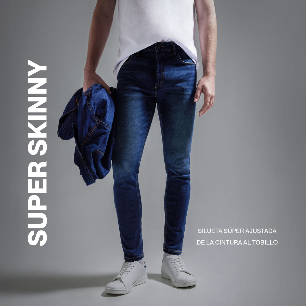 Jean Skinny Con Desgastes, Azul, hi-res