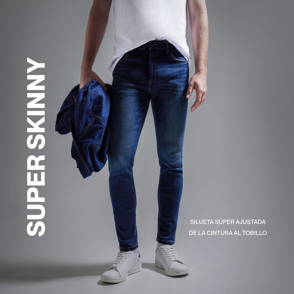 Jean Skinny Con Desgastes, Azul, hi-res