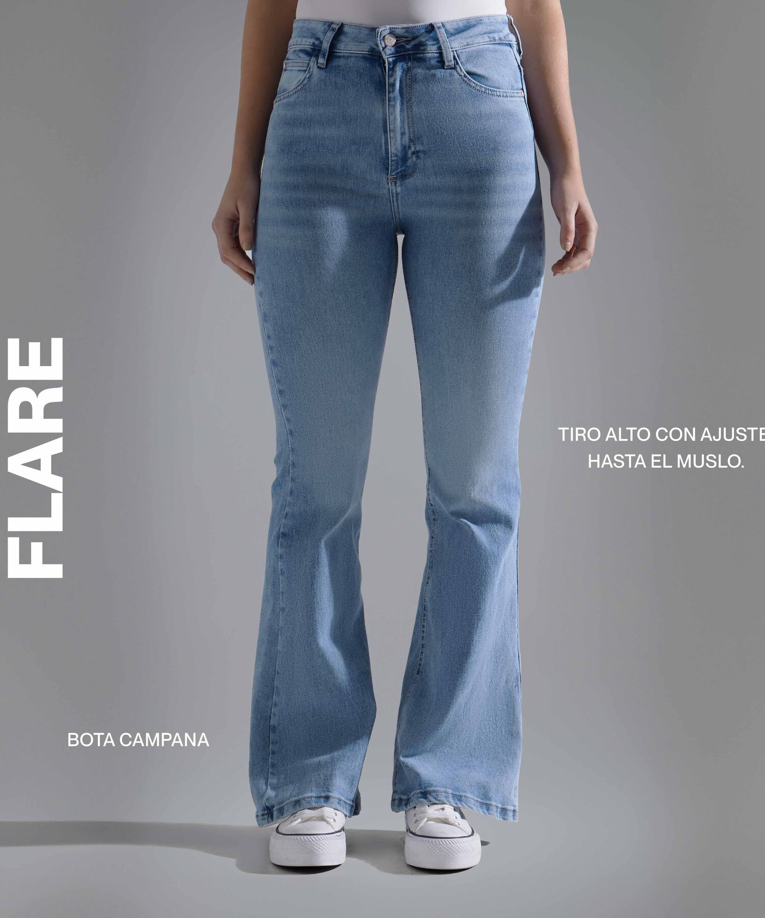 Jean Flare Con Bolsillos De Tapa, Azul, hi-res