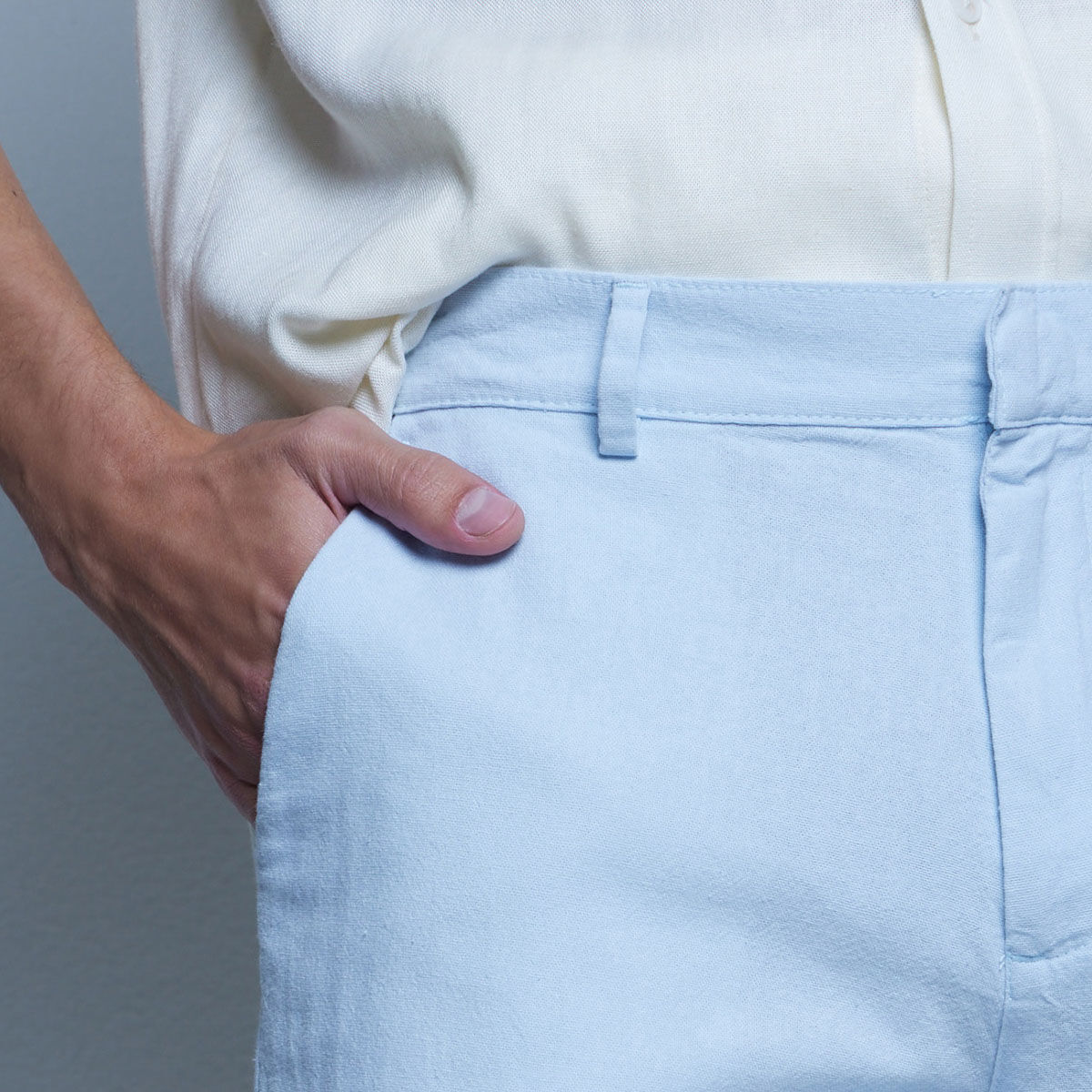 Pantalon Tipo Chino Con Bolsillos, Azul, hi-res