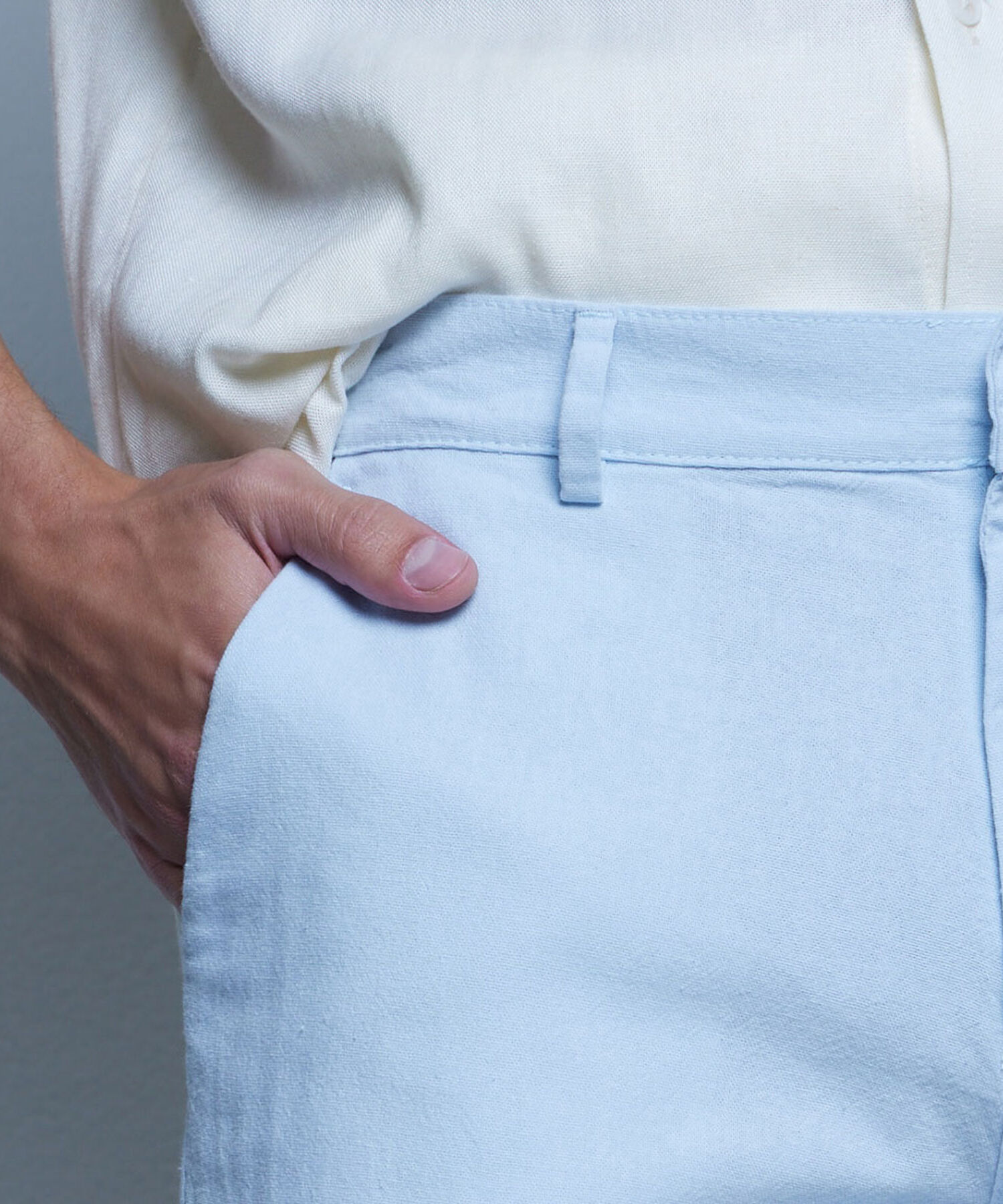 Pantalon Tipo Chino Con Bolsillos, Azul, hi-res