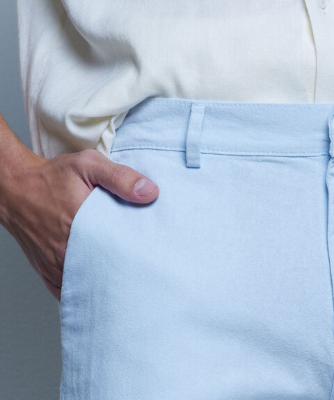 Pantalon Tipo Chino Con Bolsillos, Azul, hi-res