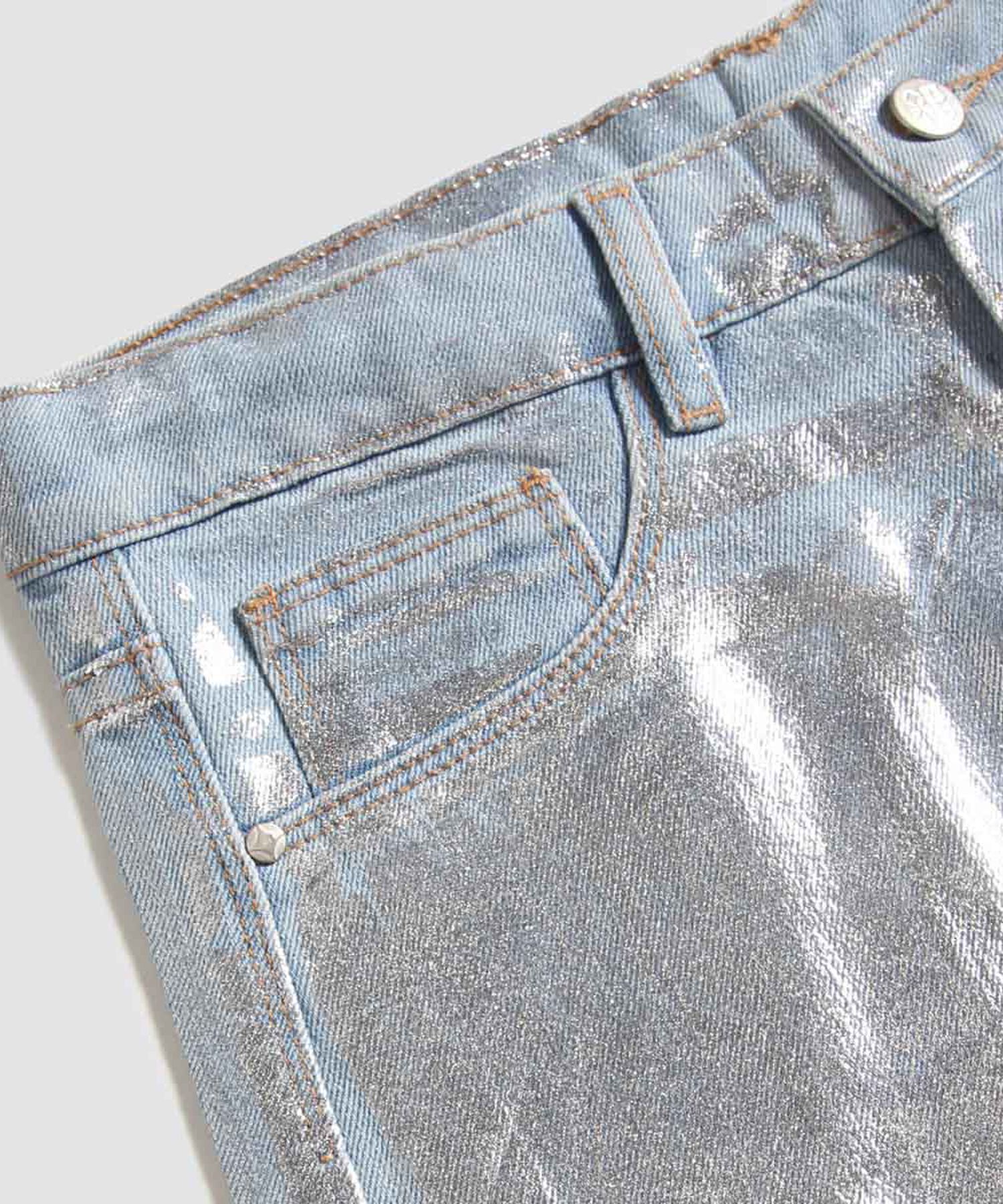 Jeans Wide Leg con Foil, AzulClaro, hi-res