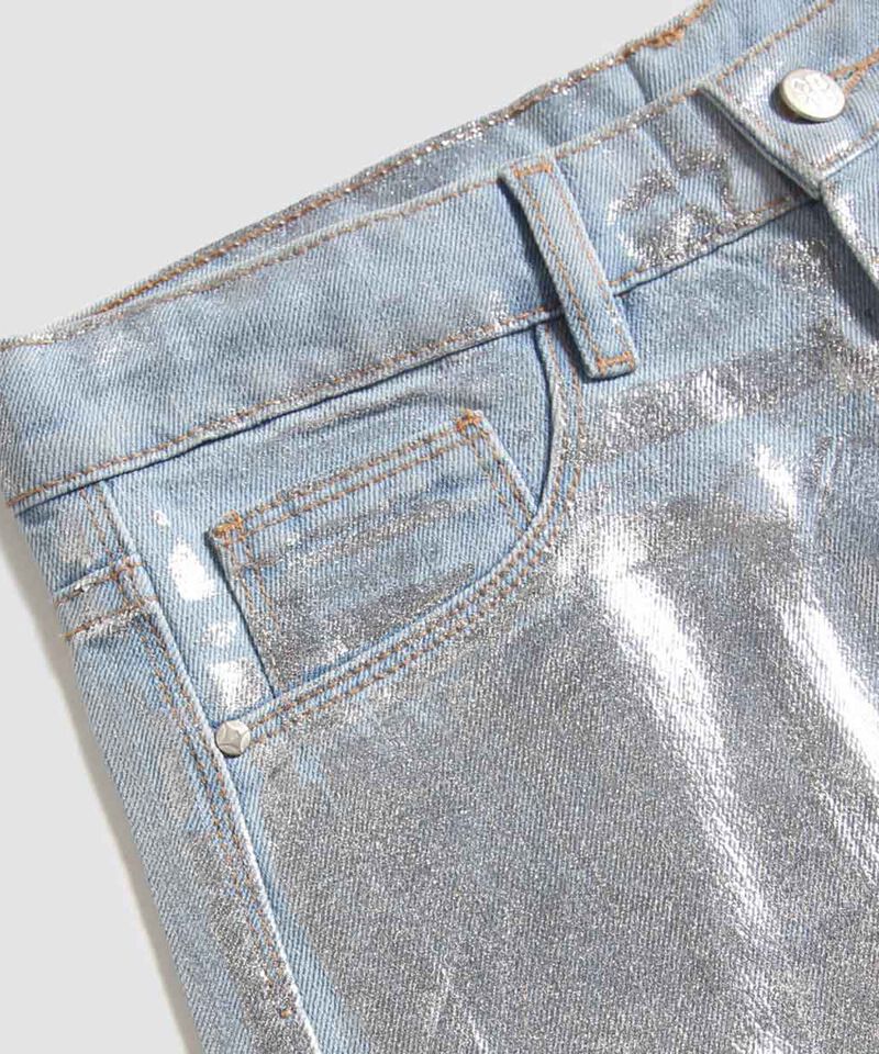 Jeans Wide Leg con Foil, AzulClaro, hi-res