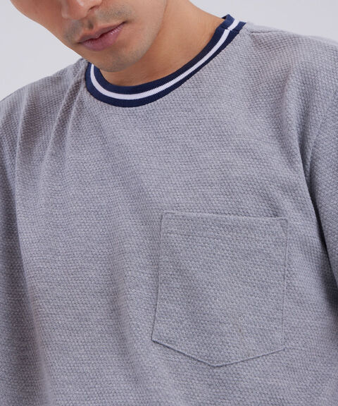 Camiseta Tejida Manga Corta, Gris, hi-res image number null