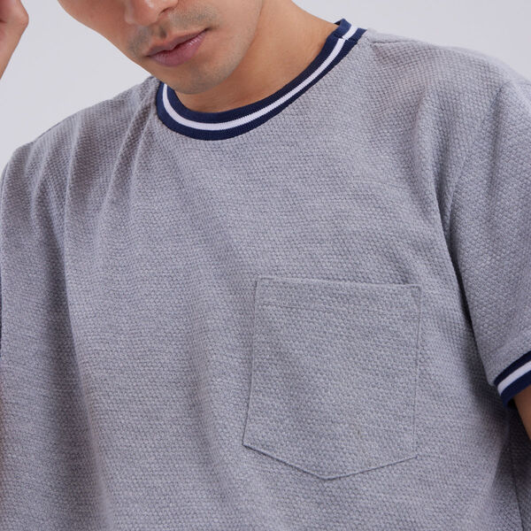 Camiseta Tejida Manga Corta, Gris, hi-res image number null