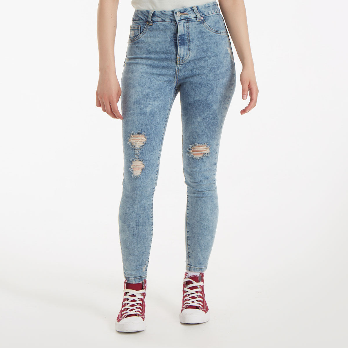 Pantalones rotos con medias online