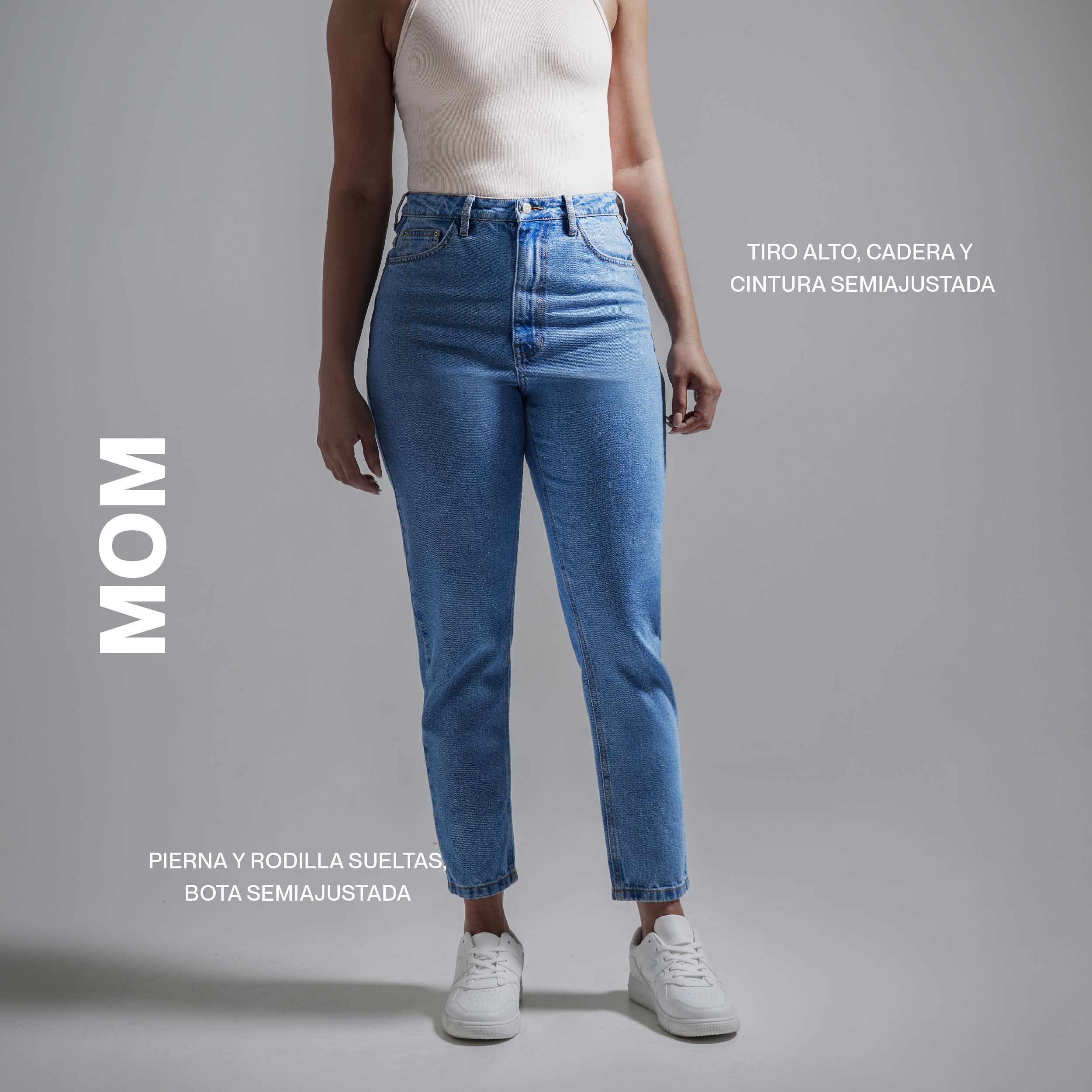 Pantalón tipo mom discount
