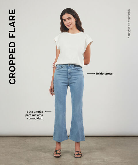 Jeans Cropped Flare, AzulClaro, hi-res
