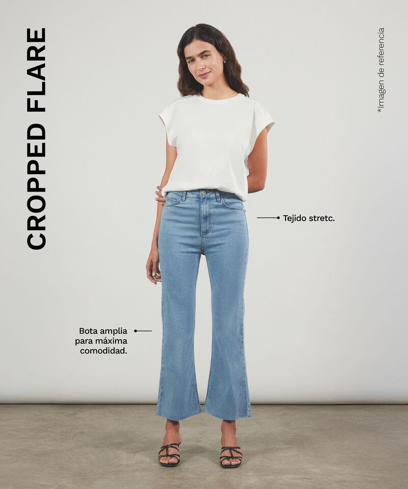 Jeans Cropped Flare, AzulClaro, hi-res