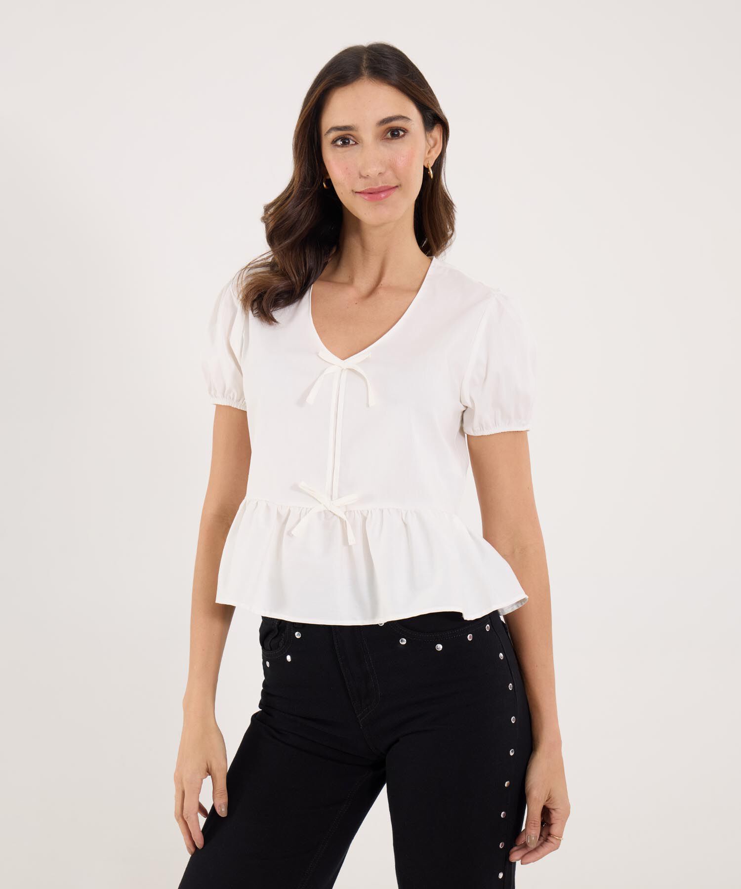 Set para Mujer Blusa Blanca y Jean con Brillo, , hi-res