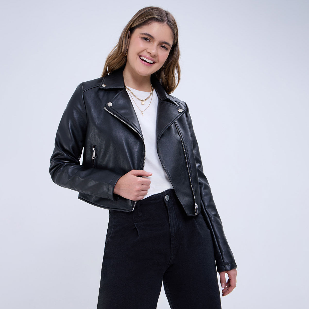 Chaqueta Biker en Efecto Cuero compra online OSTU