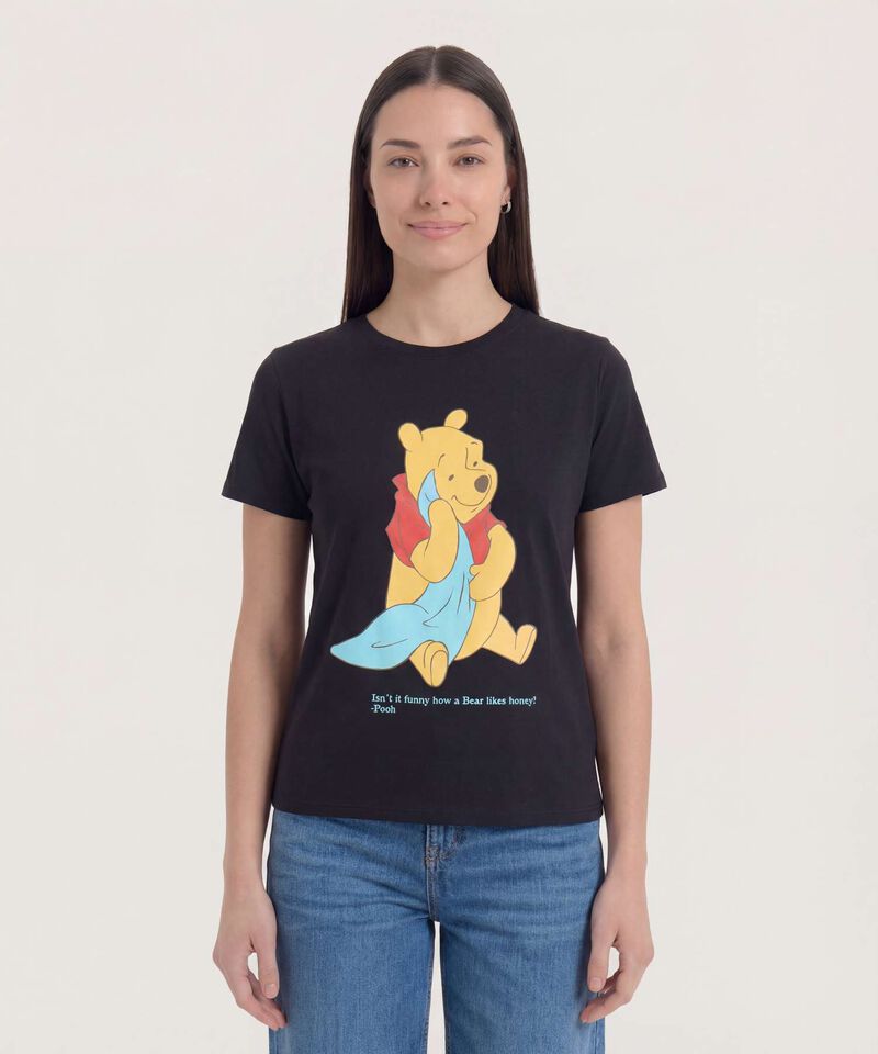 Camiseta Estampada Winnie Pooh, Negro, hi-res