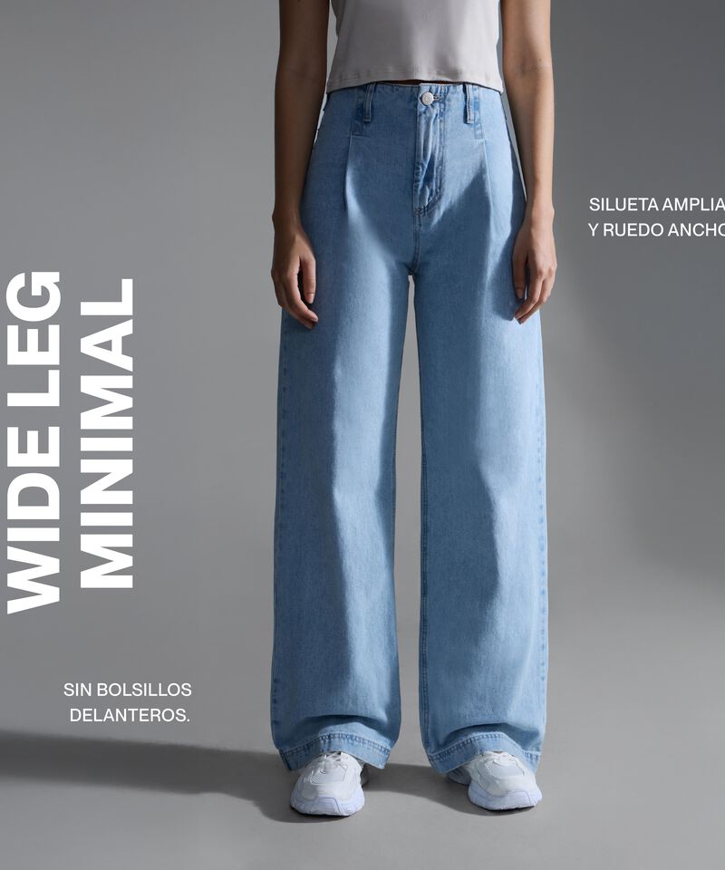 Jeans Wide Leg Minimal, AzulClaro, hi-res