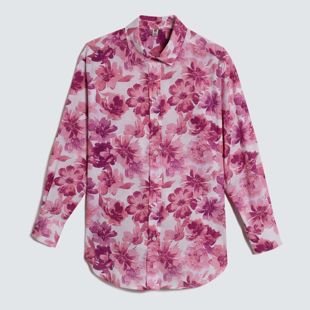 Camisa en Efecto Lino, Rosado, hi-res