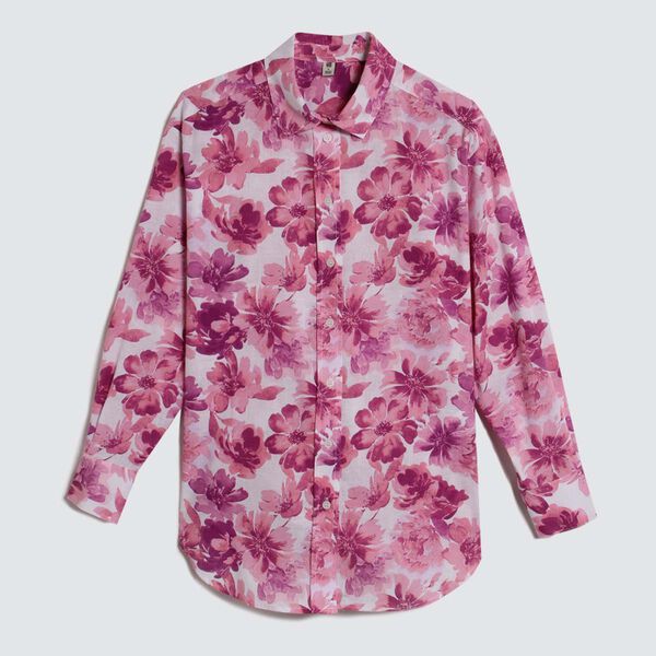 Camisa en Efecto Lino, Rosado, hi-res
