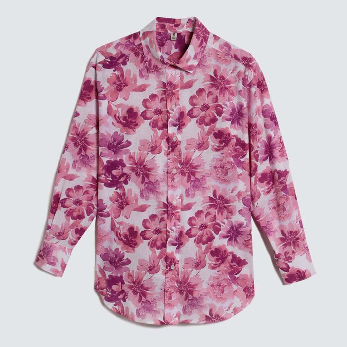 Camisa en Efecto Lino, Rosado, hi-res