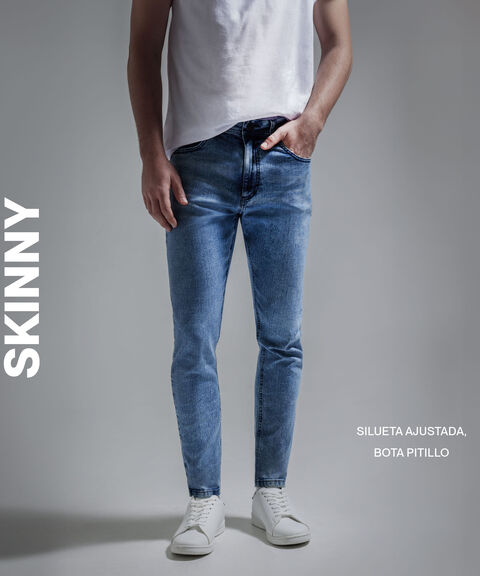 Jean Tipo Skinny Para Hombre, Negro, hi-res