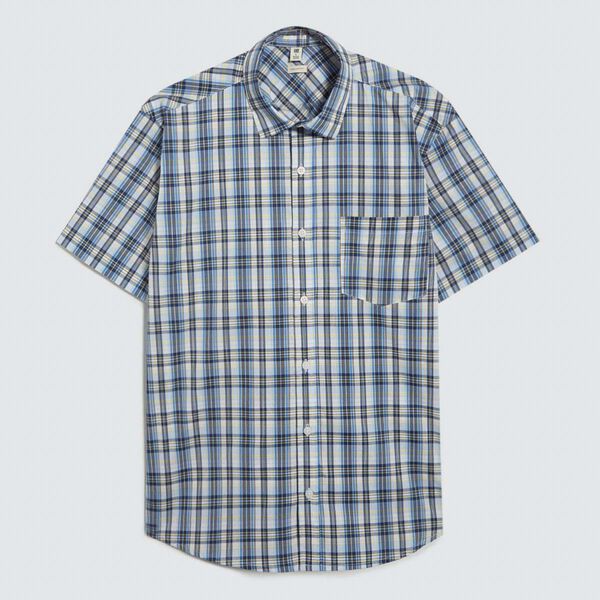 Camisa Manga Corta Estampada, Azul, hi-res