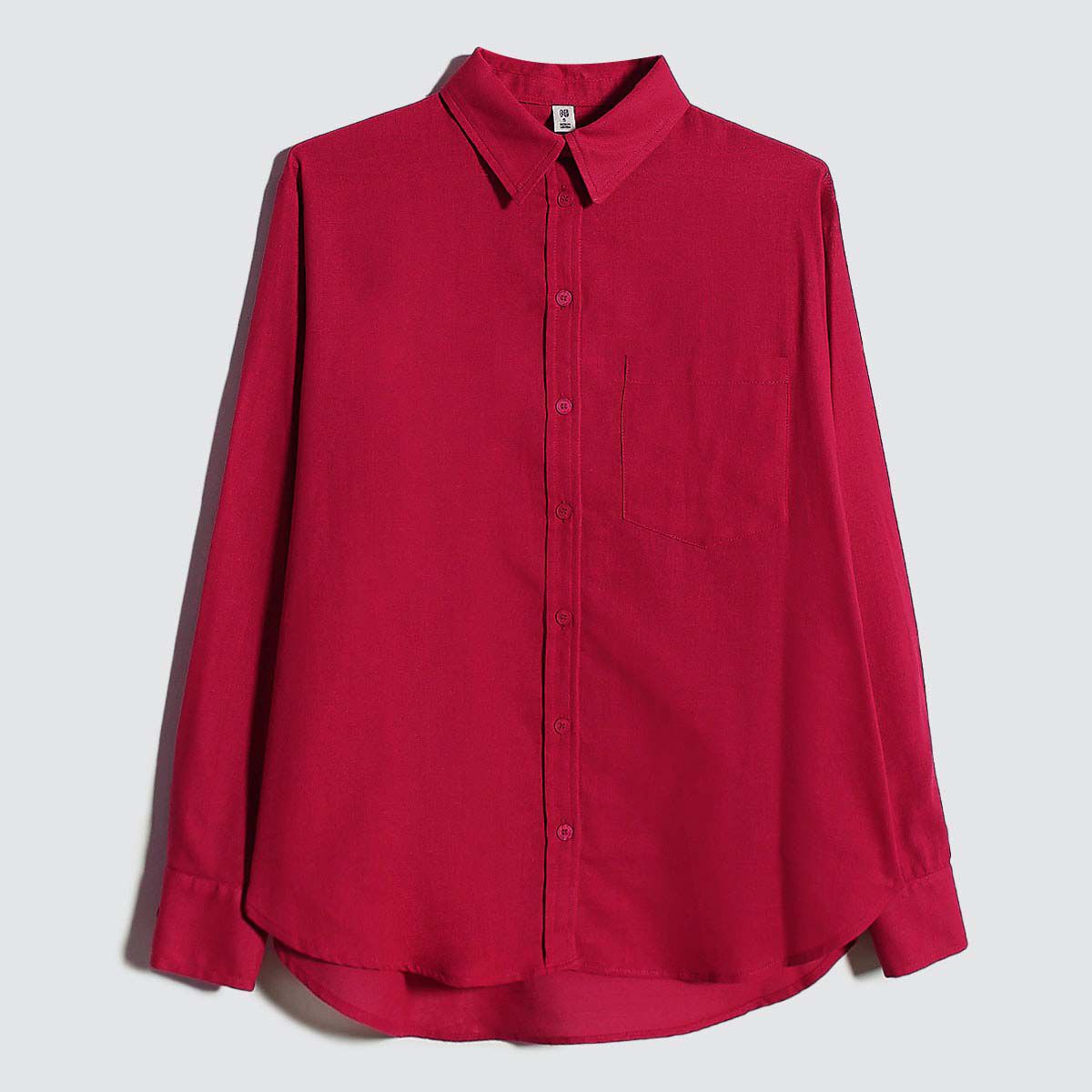 Camisa en Efecto Lino, Rojo, hi-res