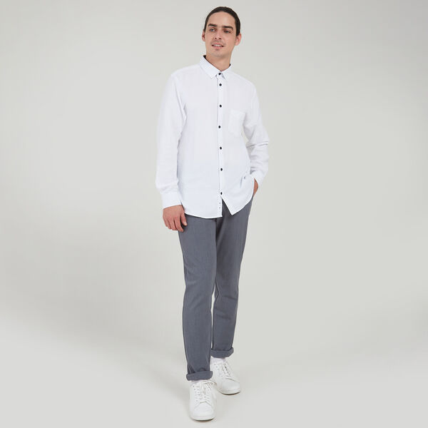 Camisa Manga Larga Con Button Down, Blanco, hi-res