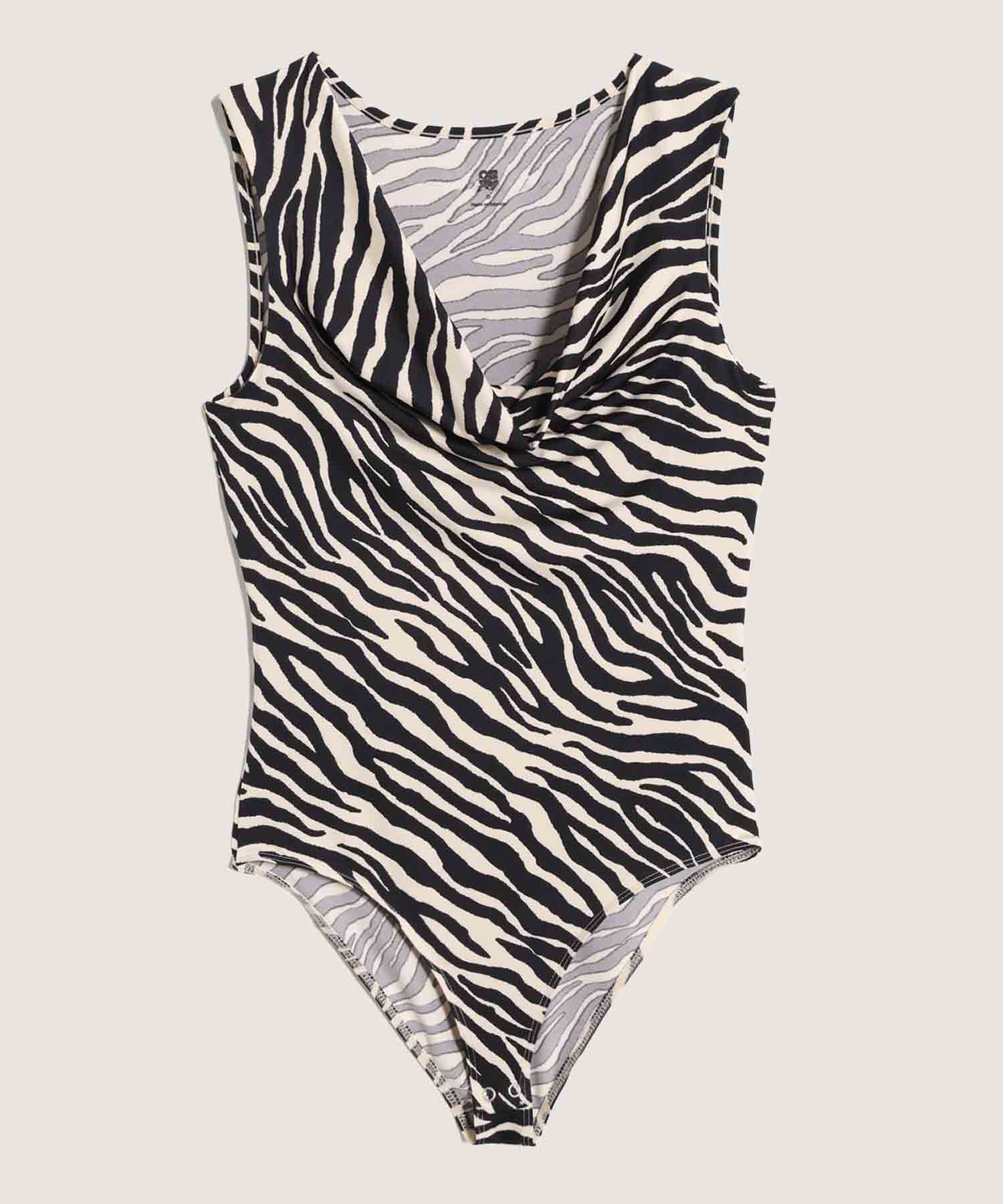 Body con Escote Drapeado, Negro, hi-res