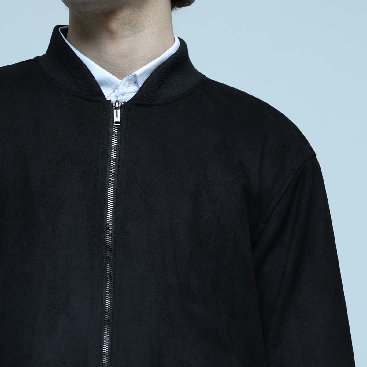 Chaqueta Tipo Bomber en Suede, Negro, hi-res