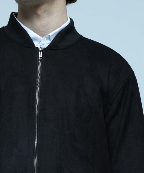 Chaqueta Tipo Bomber en Suede, Negro, hi-res
