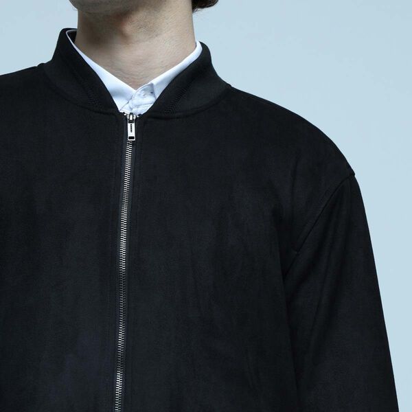 Chaqueta Tipo Bomber en Suede, Negro, hi-res