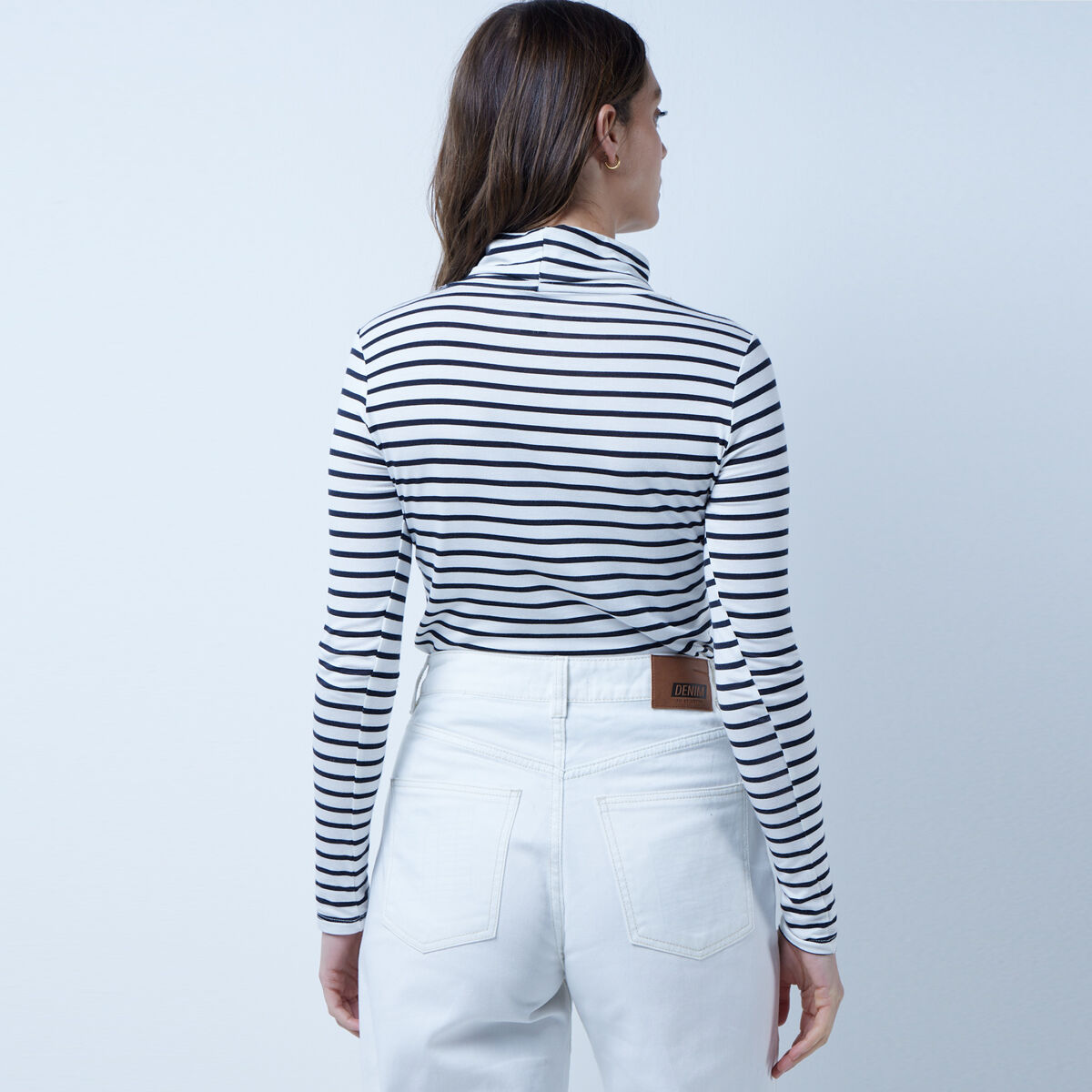Camiseta cuello alto rayas mujer hotsell