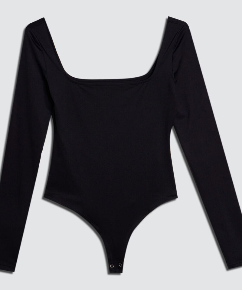 Body con Escote Cuadrado, Negro, hi-res