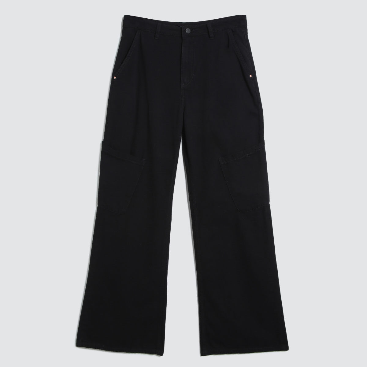 Jeans Wide Leg Cargo, Negro, hi-res