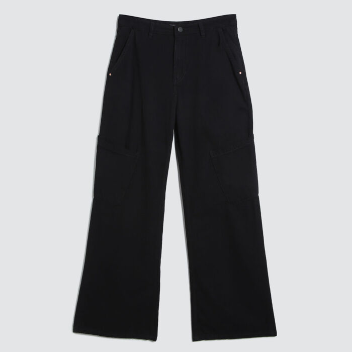 Jeans Wide Leg Cargo, Negro, hi-res