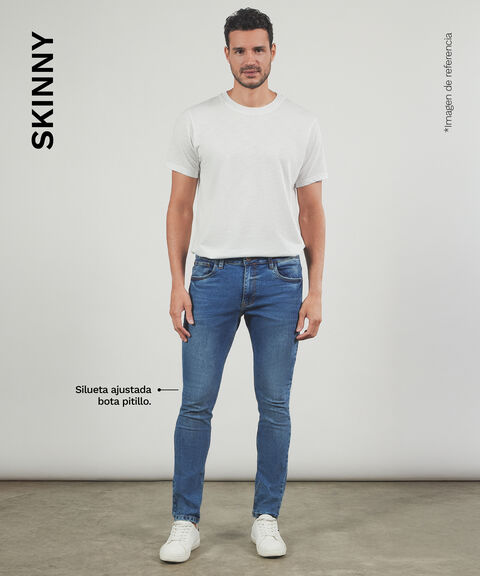 Jeans Skinny Tono Oscuro, Azul, hi-res