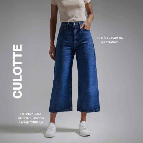 Jeans Culotte Tono Negro, Negro, hi-res